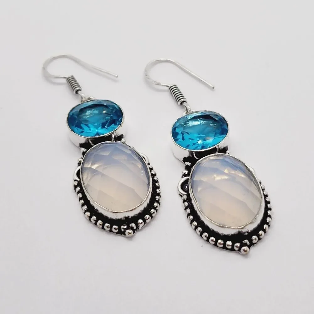 Opalite Blue Topaz Handmade Drop Dangle Earrings Jewelry 2